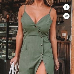 NWT Army green front button dress
